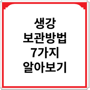 셍강 보관방법 7가지 알아보기