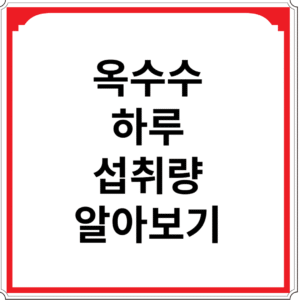 옥수수-하루-섭취량-알아보기