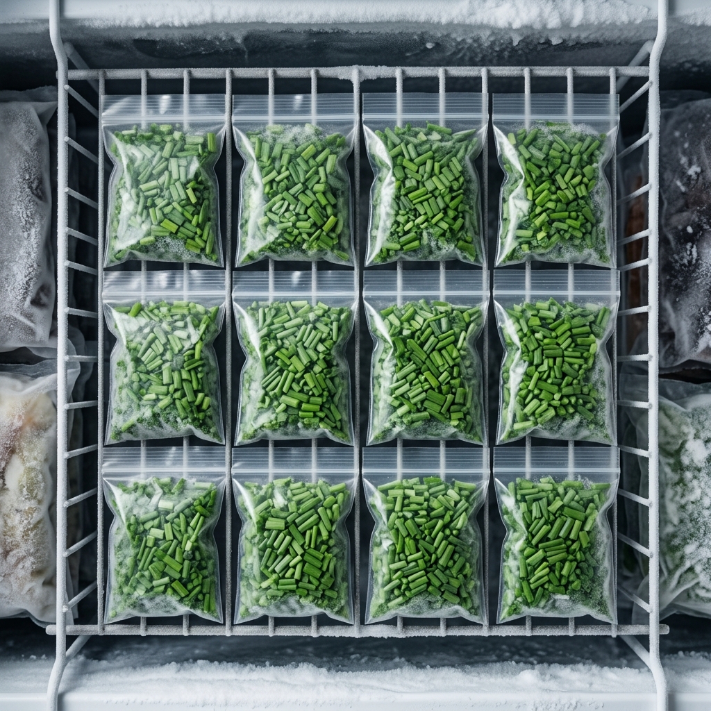 부추 보관법, 물러지기 전에 이렇게 해두면 2주도 거뜬하다 4 데쳐서-소분한-부추를-지퍼백에-담아-냉동-보관하는-모습
