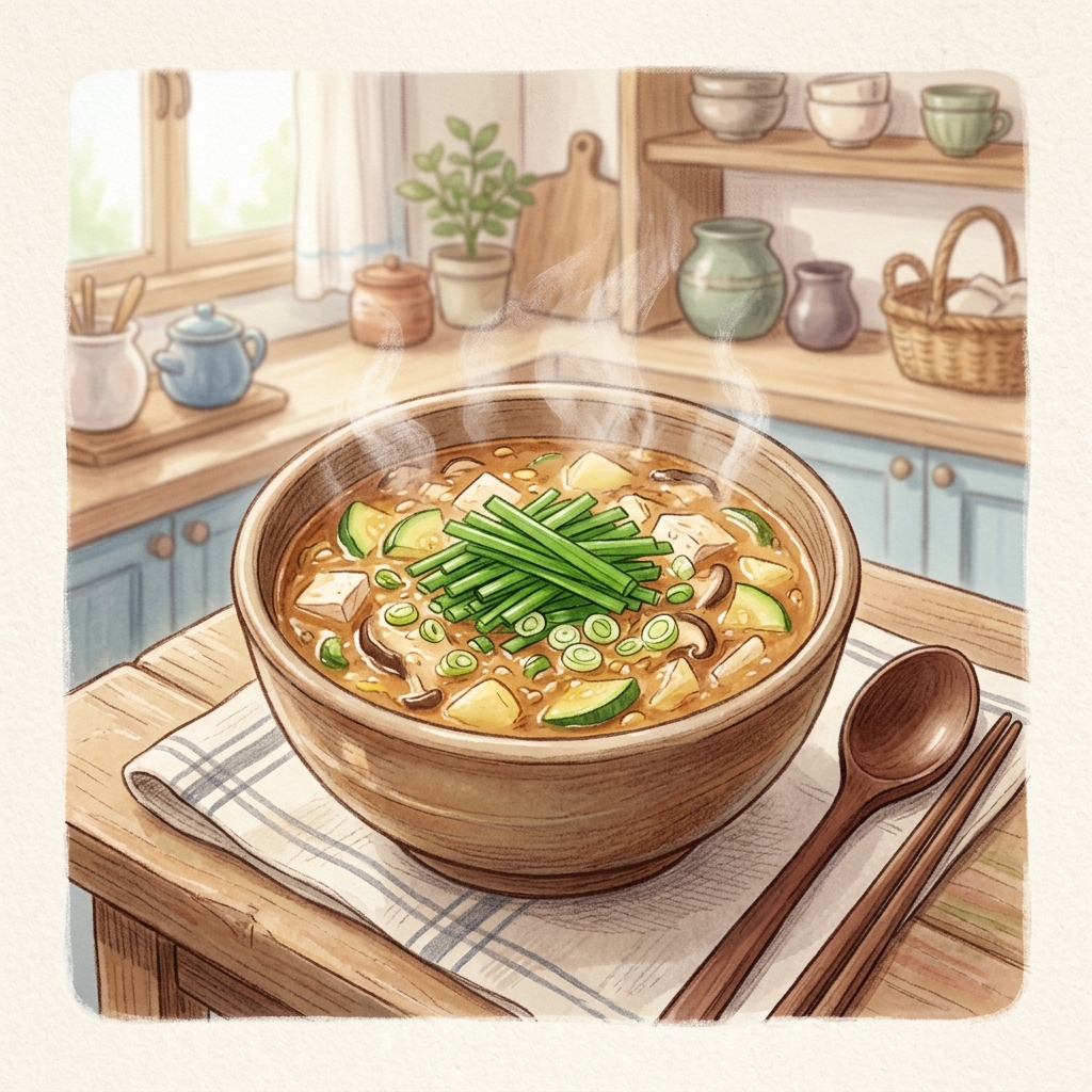 부추와 궁합 좋은 음식, 같이 먹으면 영양이 배가 되는 조합 3 된장국-위에-부추가-올려진-따뜻한-한-그릇