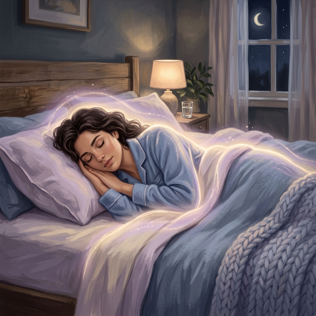 마그네슘-복용-후-편안하게-잠든-사람의-일러스트