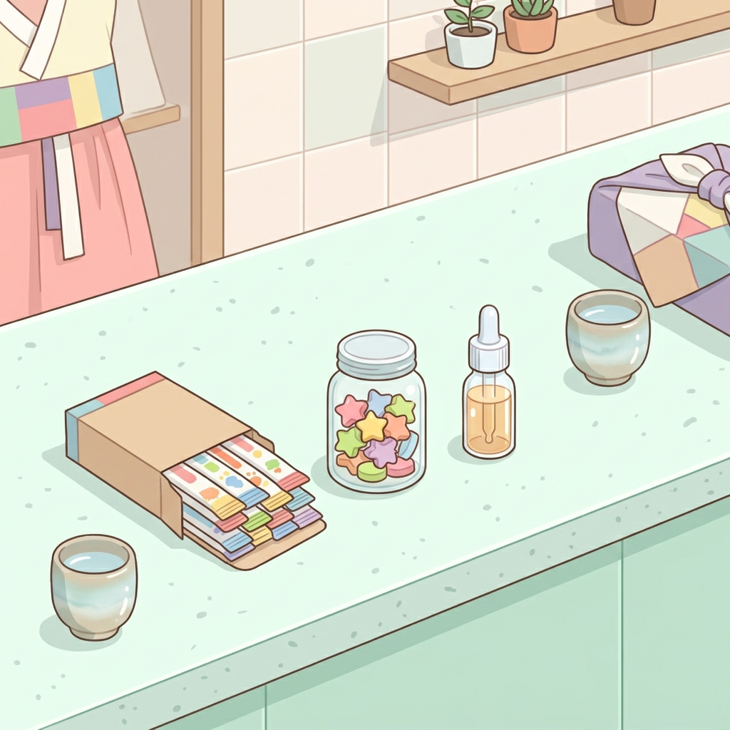 어린이 유산균 고르는법 성분표를 확인하는 한국인 엄마의 모습