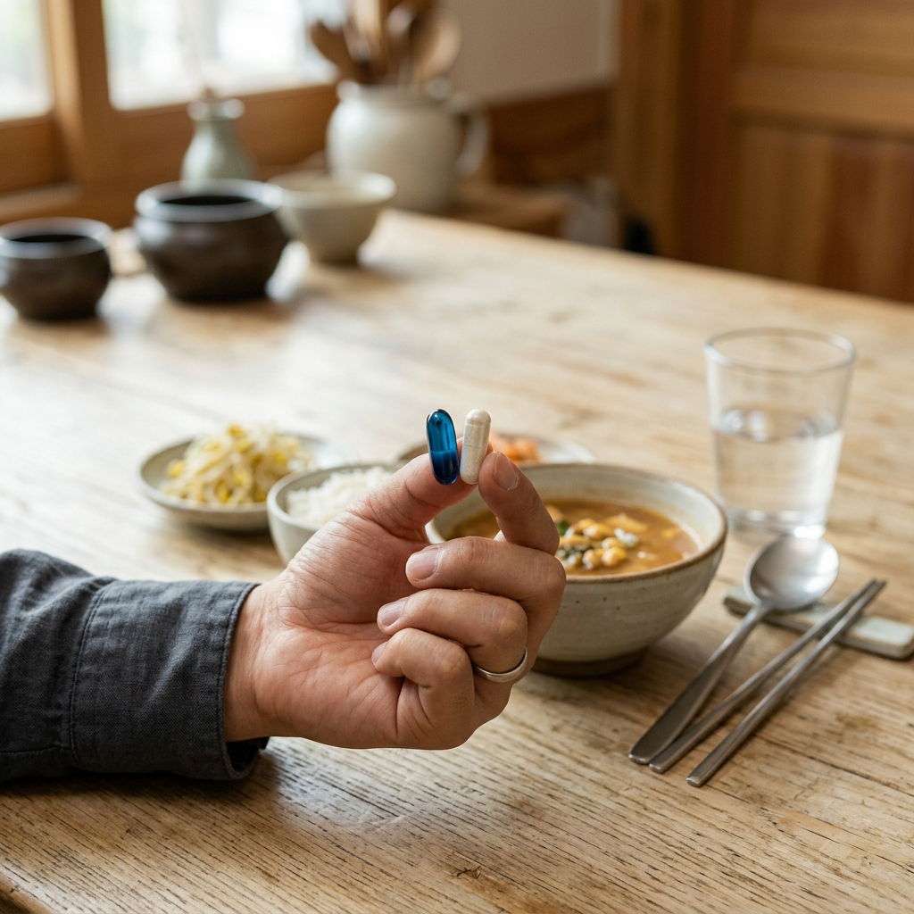 마그네슘 먹으면 설사, 형태를 바꾸면 해결될 수 있다 3 산화마그네슘과 글리시네이트 캡슐을 비교하는 모습