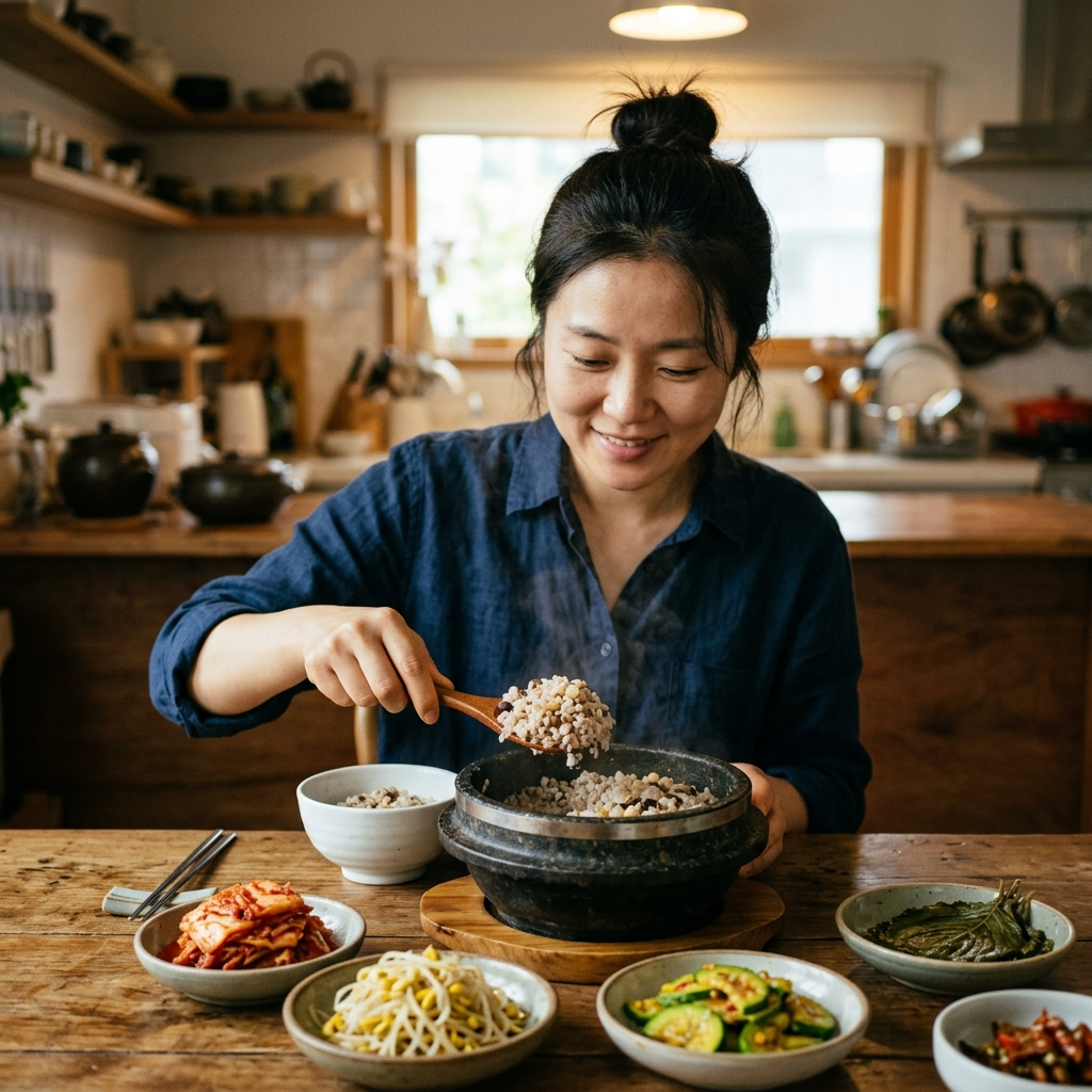 렌틸콩 하루 섭취량, 많이 먹으면 오히려 탈 나는 이유 2 삶은 렌틸콩밥을 한 그릇 담고 있는 한국 식탁 풍경