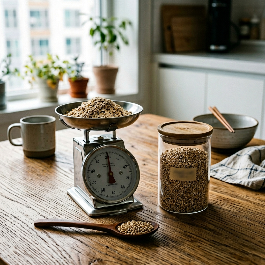 압착 귀리와 스틸컷 오트밀을 비교해서 보여주는 클로즈업 사진