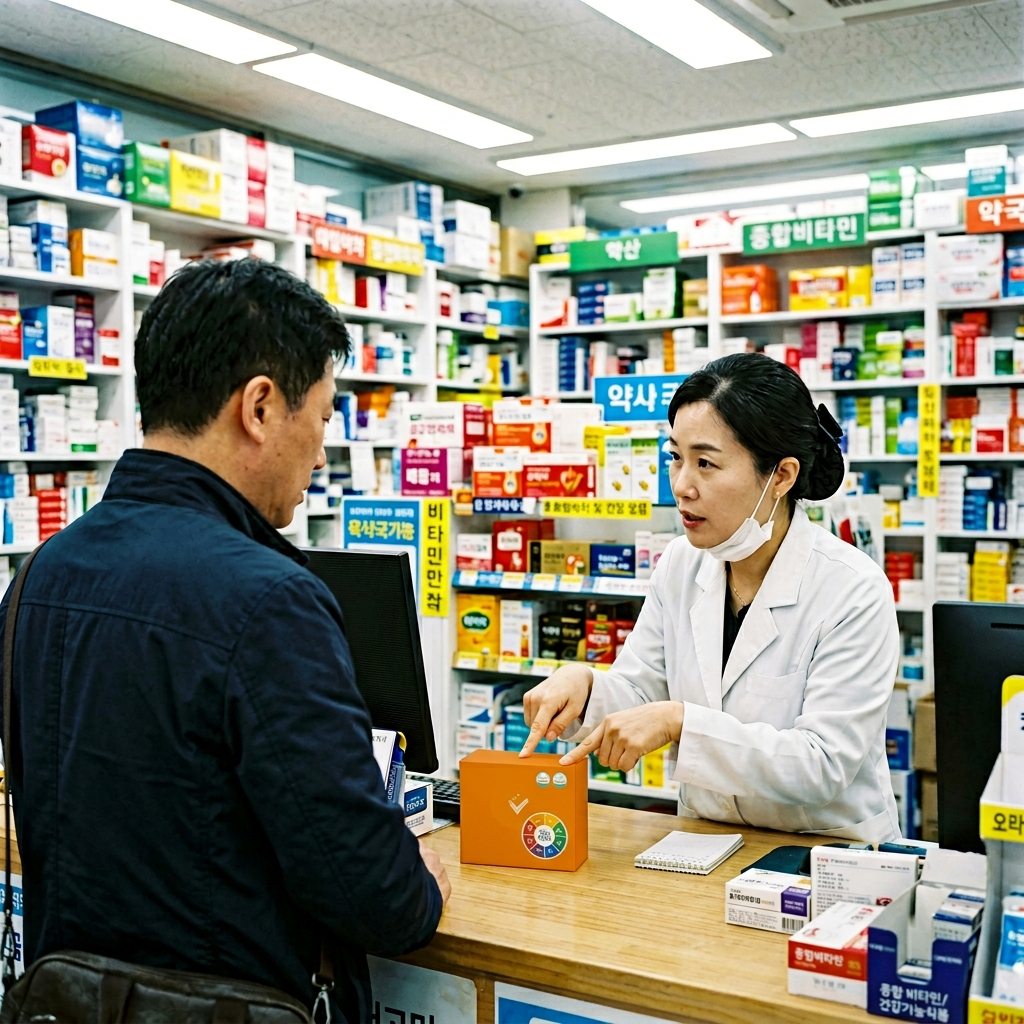 유산균 헬리코박터 관계, 제균 치료할 때 유산균이 정말 도움이 될까 4 약국에서 유산균 헬리코박터 관계 상담을 받는 한국 남성