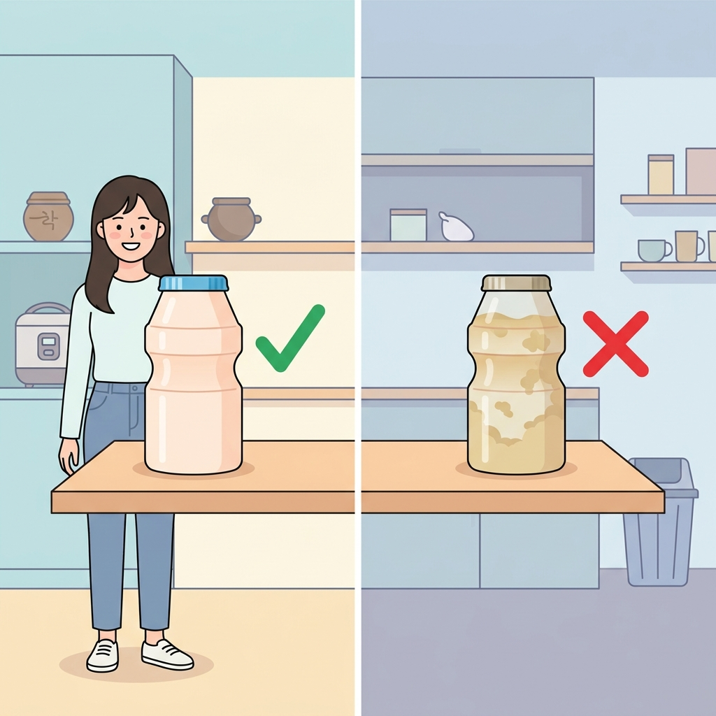 유통기한 지난 유산균을 섭취와 폐기로 구분하는 인포그래픽