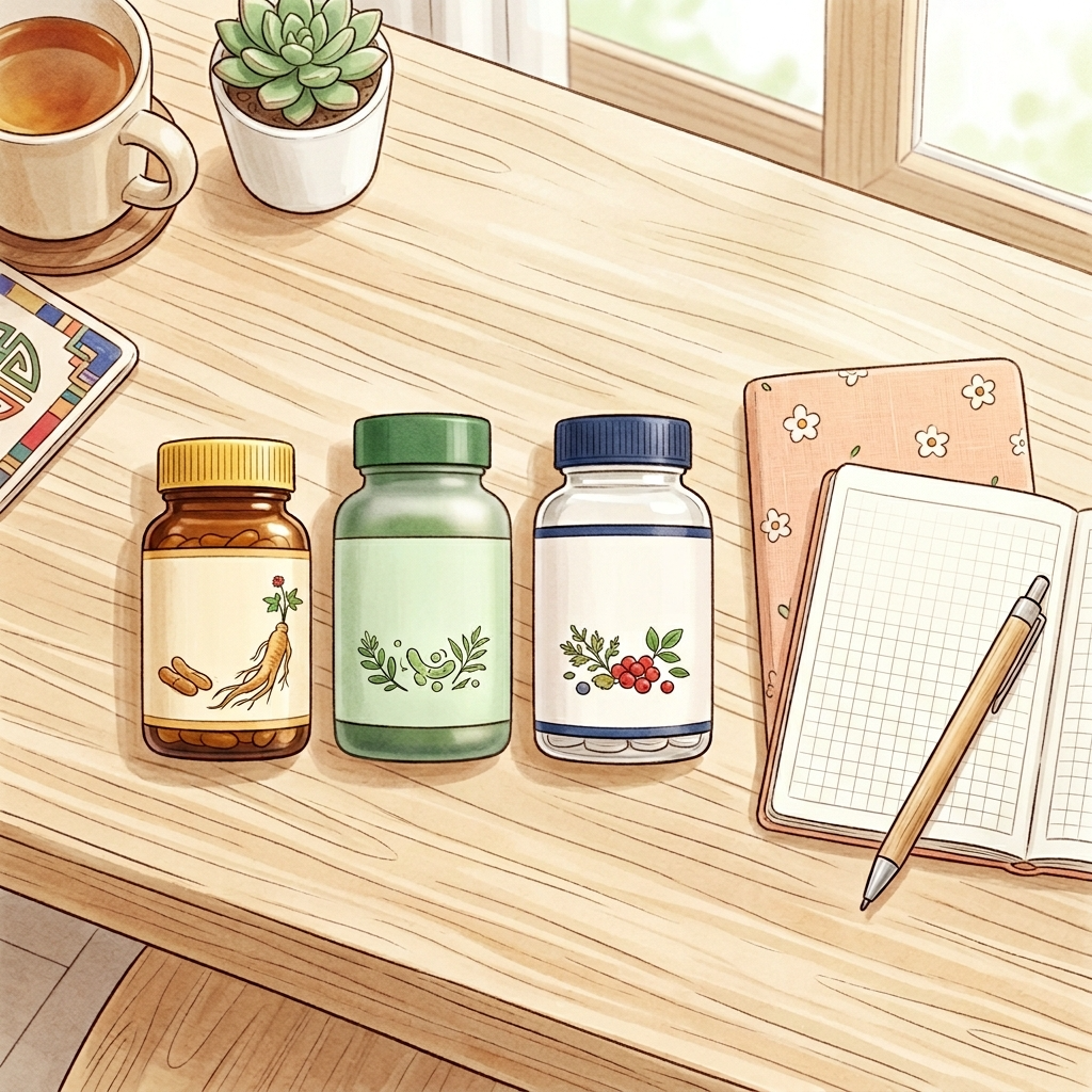 체지방 감소 인정 유산균 제품 세 가지를 비교하는 모습