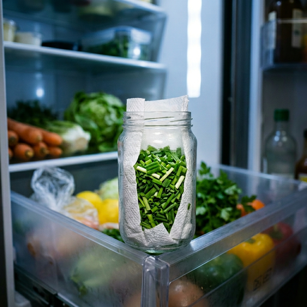 부추 보관법, 물러지기 전에 이렇게 해두면 2주도 거뜬하다 2 키친타월을-깐-밀폐용기에-부추를-세워-냉장-보관하는-장면