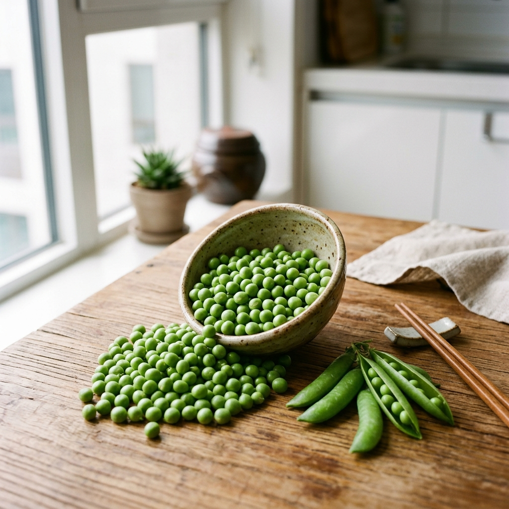 완두콩과 상극 음식, 모르고 같이 먹으면 영양소가 날아갑니다 1 한국 도자기 그릇에 담긴 싱싱한 완두콩과 껍질